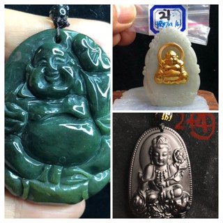 第2組藍水翡翠黑曜石含珠鍊笑佛財神佛公彌勒佛普賢觀音天然玉石緬甸玉硬玉A貨翡翠吊墬墜子玉墬多種款式請進多種款式請進