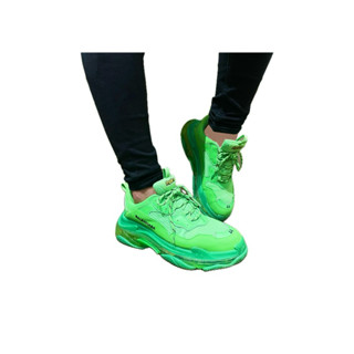 腳後跟有小脫膠出清價！正品Balenciaga巴黎世家Triple S Trainer螢光綠男款老爹鞋