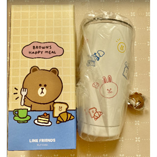 全新 華南金股東會紀念品 LINE FRIENDS 熊大 不鏽鋼杯+造型吊飾組 AM