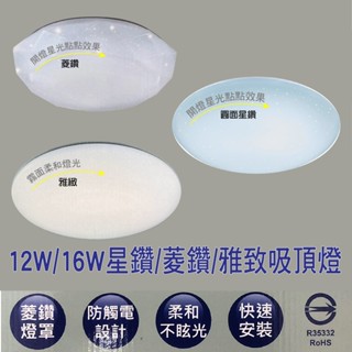 睿豐科技-出清特價-星鑽/菱鑽吸頂燈16W/12W-LED白光菱鑽吸頂燈