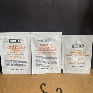 契爾氏KIEHL’S｜金盞花：植物精華潔面泡泡凝露、精華化妝水、B5保濕修護精華乳液｜全新試用包｜3ml、1.5ml