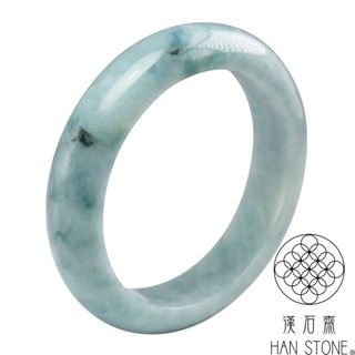 【漢石齋】天然翡翠A貨 手鐲玉鐲 藍水飄花種(手圍17.5/版寬14.7mm)