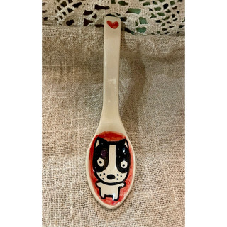 nice little clay 橘底汪汪湯匙/泰國手工杯盤/