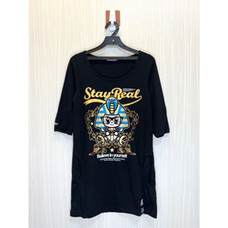STAYREAL 黑色趣味印花寬領長版上衣 商品號 (25060770