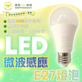 認證透過 樂亮 LED 微波感應燈泡 12W E27燈泡 全天候 感應燈 LED燈泡 微波感應 燈泡