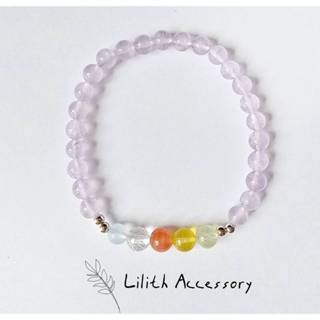 Lilith Accessory 薰衣草紫水晶 紫水晶 五行 水晶 夢幻 漸層 天然水晶 純銀 貓咪 小貓手鍊 手串