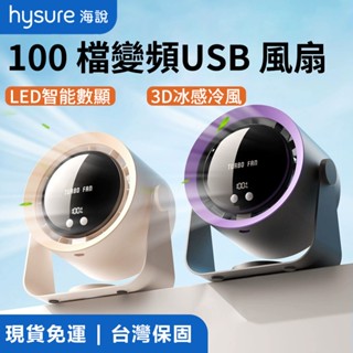【100級變頻風力 超低靜音】Hysure海說優選 小風扇 USB電風扇 靜音風扇 LED 小型小電扇 電風扇 小電風扇
