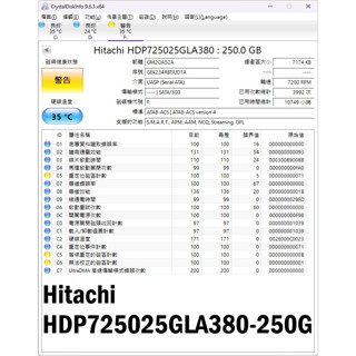 二手-日立 HITACHI 250GB(HDP725025GLA380)3.5吋 桌上型 桌電 硬碟 HDD-D1A
