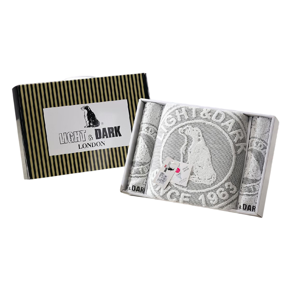 LIGHT&DARK 竹炭緹花1浴巾2毛巾禮盒(顏色隨機出貨) LD07-2 台灣製