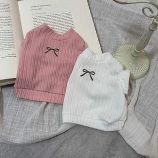 OOPET ♡ 現貨｜韓國 蝴蝶結麻花短版上衣 S-2XL｜韓國品牌 韓國寵物服飾 寵物衣服 狗狗衣服 貓咪衣服