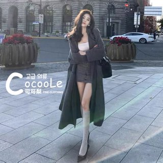可可梨🇰🇷韓版慵懶長款針織綁帶風衣外套 秋冬外套 針織外套 風衣外套 綁帶外套 長款外套 大衣外套 長款風衣 冬季外套