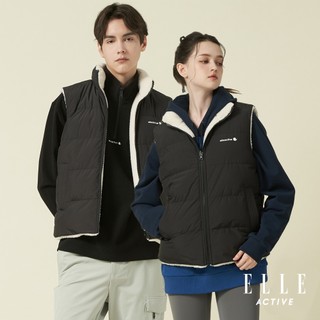 【ELLE ACTIVE】 *男女共款*保暖雙面穿立領背心-黑色(EA24A2F6001-99)