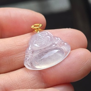 嗨，寶貝銀飾珠寶* 翡翠飾品☆18k金 保證緬甸玉A貨 冰玻璃種白翡 招財彌勒佛翡翠吊墜 墜子