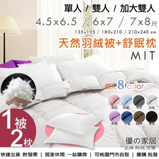 臺灣現貨(1被2枕組合-羽絨被+舒眠枕2顆) 臺灣製 單人/雙人/加大【優の家居】SGS飯店級 附發票