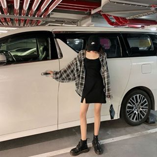 【現*貨】Plump 100kg內可穿 大尺碼 吊帶洋裝 純欲風 大碼女裝 顯瘦襯衫 遮肉 遮肚 連衣裙套裝 女生洋裝