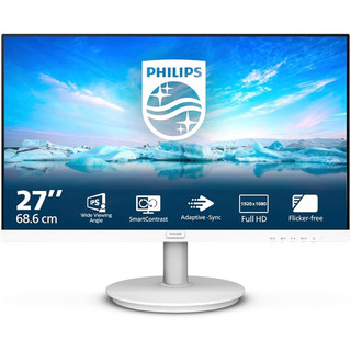 飛利浦27寸電腦螢幕 iPS 面板 Full HD 1080P 75赫茲HDMI Philips 白 271V8W/96