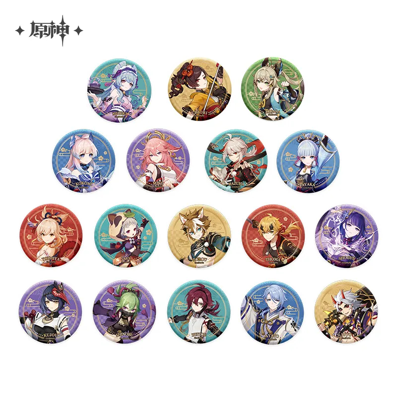 【部分現貨】原神 稻妻城主題系列人物徽章 夢見月瑞希 千織 綺良良 楓原萬葉 綾人 綾華 雷電 八重 官方代購 周邊