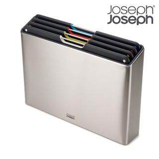 【Joseph Joseph】Folio系列 砧板四件組-不鏽鋼｜邊角止滑 雙面設計 分類砧板｜官方旗艦店