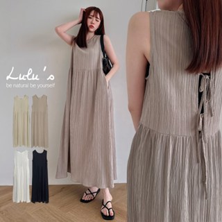 LULUS/簍空綁帶壓紋無袖長洋裝４色【A02250013】250305
