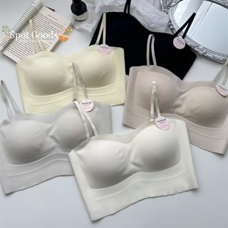 【Spot Goods】冰絲裸感果凍內衣 小可愛 無鋼圈內衣 BRA TOP 細肩帶 小可愛 交叉美背#99971