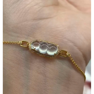 價格請私訊❤️高冰玻璃種 福豆手鍊18k金真鑽鑲嵌 翡翠手鍊 天然緬甸A貨翡翠