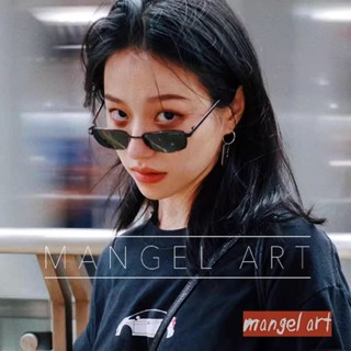 [mangel art] 韓版長方形長方框多色鏡片造型眼鏡框太陽眼鏡墨鏡裝飾眼鏡框潮流行配件飾品復古金屬框Y2K女神