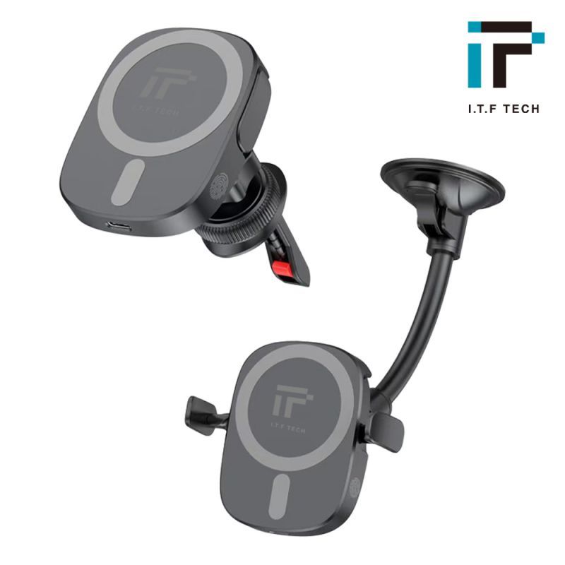 【I.T.F】 X13 可夾式磁吸充電車用支架 MagSafe 車用無線充電器 無線充電 出風口夾式 吸盤式-現貨