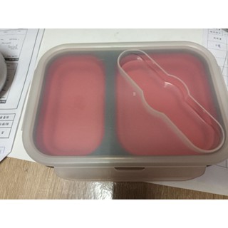 紅色系樂扣矽膠伸縮兩格便當盒