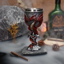 <時尚新品>酒杯 擺件 卡通杯 高腳杯 列酒杯 新品一隻惡龍紅酒杯西方龍不銹鋼葡萄酒杯3D立體龍戰士高腳杯