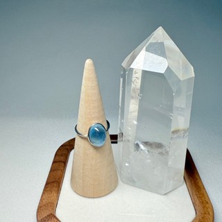 淼淼森林精品水晶☪︎ 高品透體冰川藍海藍寶戒指 海藍寶 冰透玻璃體 帶閃 少冰少棉 療癒 S925
