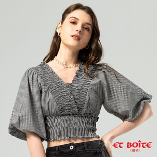 BLUE WAY ET BOiTE 箱子 - 女款 小姐姐短版泡泡袖V領襯衫