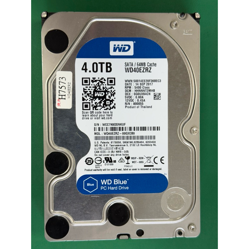 WD威騰 3.5吋硬碟 4TB 藍標 HDD WD40EZRZ 保固21天