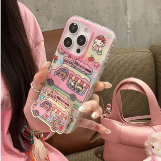 卡通 側邊蝴蝶結輕鬆熊Kitty貓甜品汽車 配支架 全包防摔保護套 iPhone 16 Pro Max 15 14 13