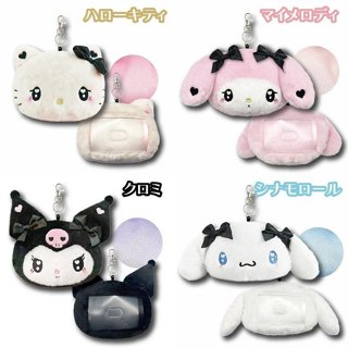 ♥小花花日本精品♥Hello Kitty美樂蒂 大耳狗 酷洛米 絨毛造型伸縮票卡包 票卡套 票卡夾 識別證 零錢包 ~3