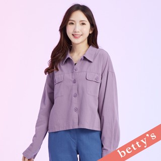 betty’s貝蒂思(41)雙口袋素面率性短版外套(紫色)