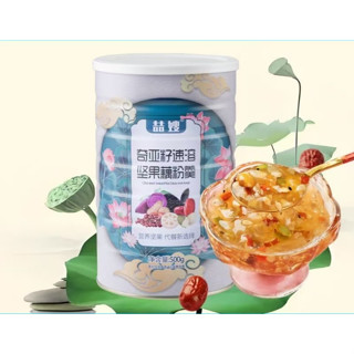 【吃飽飽零食鋪】堅果藕粉羹 罐裝 奇亞籽水果撈藕粉 草莓凍乾 山藥葛根玉米羹 免煮沖飲代餐早餐飽腹食品 熱賣休閑食品