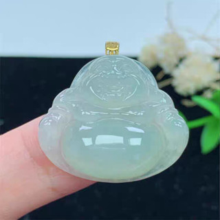 天然緬甸A貨翡翠冰清果綠彌勒佛翡翠佛公吊墜男女吊墜掛件生日禮物