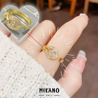 MIKANO 高品質 T方鑽鑲嵌豬鼻子開口戒指 指環 戒指女 精緻 時尚 百搭 通勤款