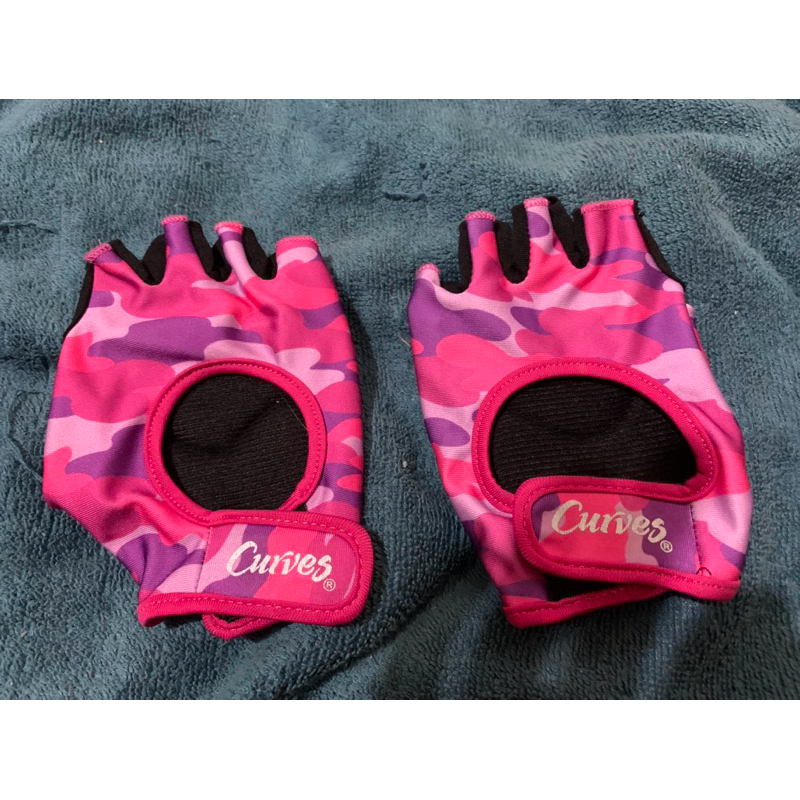 二手Curves 粉迷彩 運動 健身 手套  size m/L @