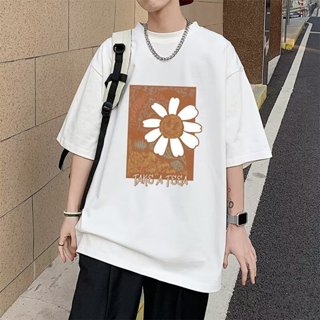 👍超愛單品！100%純棉 短袖 6XL 大尺碼t恤 設計感上衣 創意向日葵印花 130公斤可穿 寬鬆休閒上衣短袖 兔貳壹