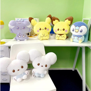 韓國正版授權神奇寶貝 精靈寶可夢Pokemon 波加曼 皮卡丘 皮丘 妙喵 一對鼠 玩偶 娃娃 扁扁抱枕 30公分高