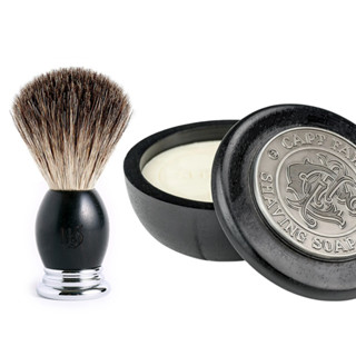 Grand Manner 黑檀木 獾毛刮鬍刷 & Captain 刮鬍皂＋刮鬍碗（刮鬍膏 刮鬍泡 鬍皂碗 起泡碗 鬍刷