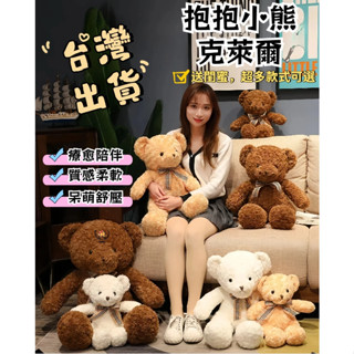 臺灣出貨_抱抱小熊克萊爾丨泰迪熊 熊公仔 絨毛娃娃 玩偶布偶 可愛抱抱熊 毛絨玩具 兒童陪伴玩偶 女生床上睡覺布娃娃