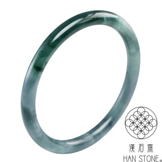 【漢石齋】天然翡翠A貨 圓條手鐲玉鐲 冰糯種飄花(手圍17.6/版寬6.5mm)