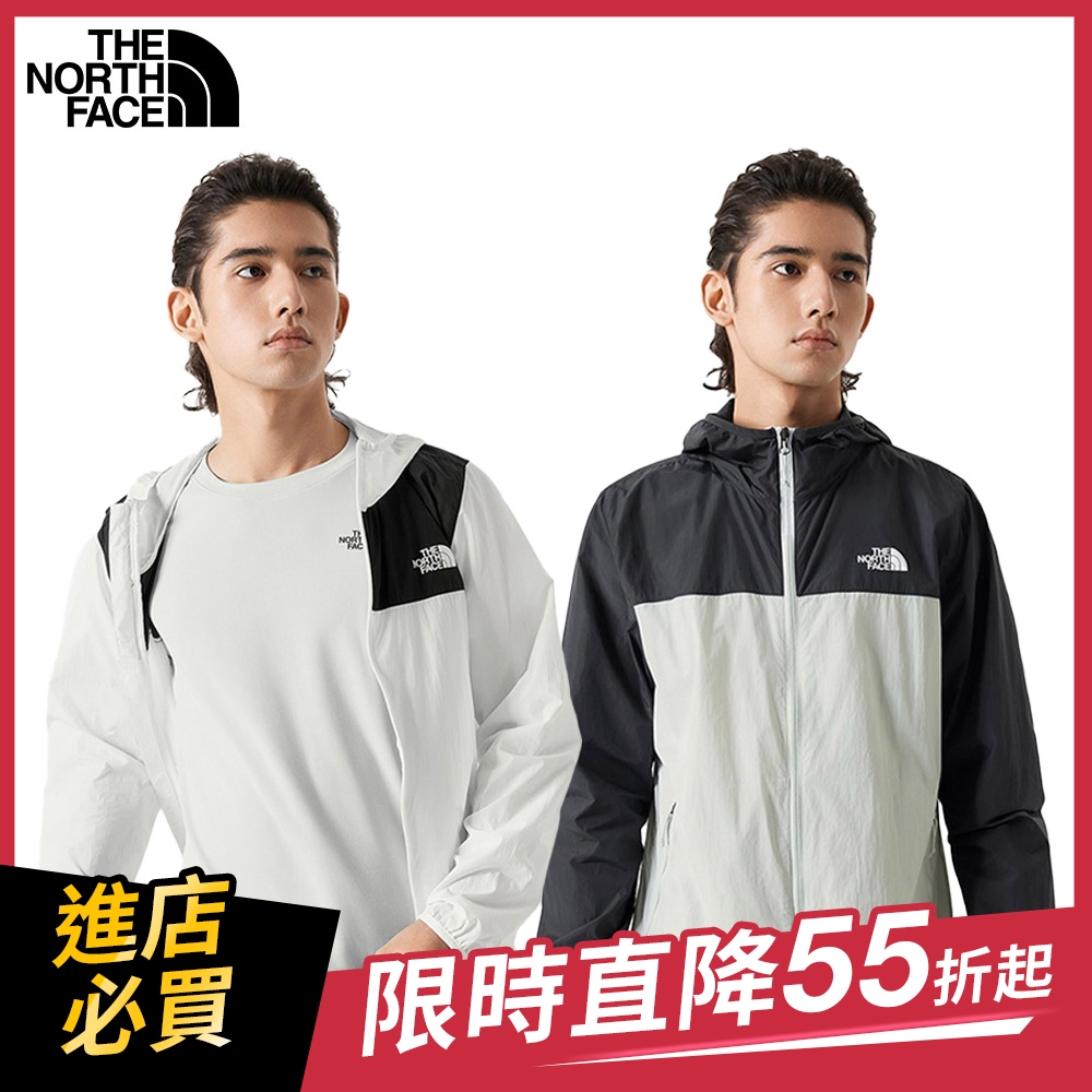 The North Face 抗UV-男款防曬防潑水連帽外套(多款任選)