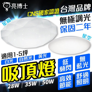 免運+折扣 亮博士 吸頂燈 三色調光 LED 35W 50W 滿月 星空 客廳燈 臥室燈具 天花板燈 星鑽 星空吸頂燈
