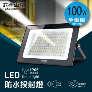 【太星電工】100WLED防水投射燈/全電壓 戶外投射燈 工作燈 探照燈 工地燈 露營燈 招牌燈 WDA30100