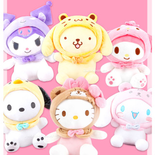 韓國三麗鷗 美樂蒂 酷洛米 大耳狗 凱蒂貓Hello Kitty 布丁狗 帕恰狗 好朋友頭套 娃娃 玩偶 25公分高