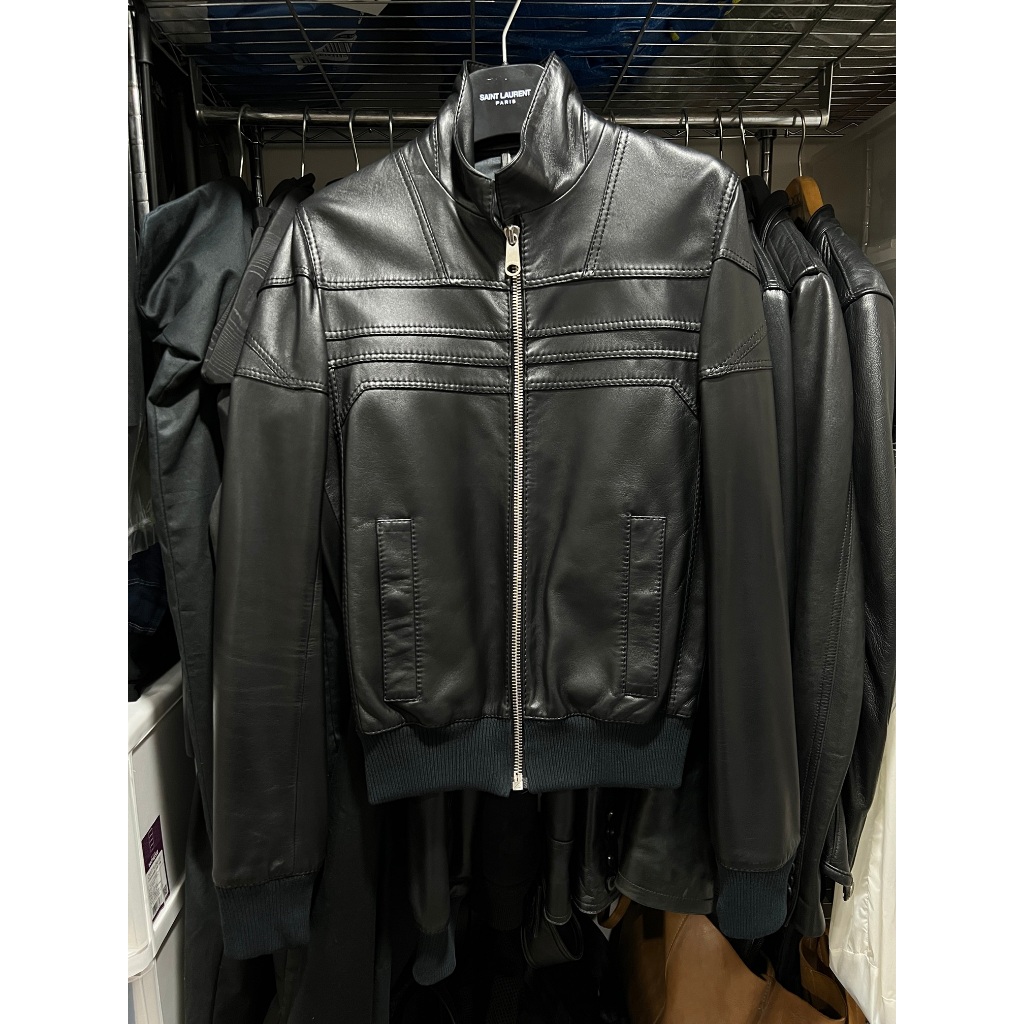 Dior Homme Black Leather Bomber Jacket SS 2008 皮衣外套 夾克 44