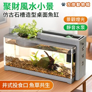 【臺灣現貨✨含水泵】桌面魚缸 風水魚缸 USB魚缸 魚缸 鬥魚缸 孔雀魚缸 短鯛缸 蝦缸 多功能迷你水族箱 微景觀生態魚
